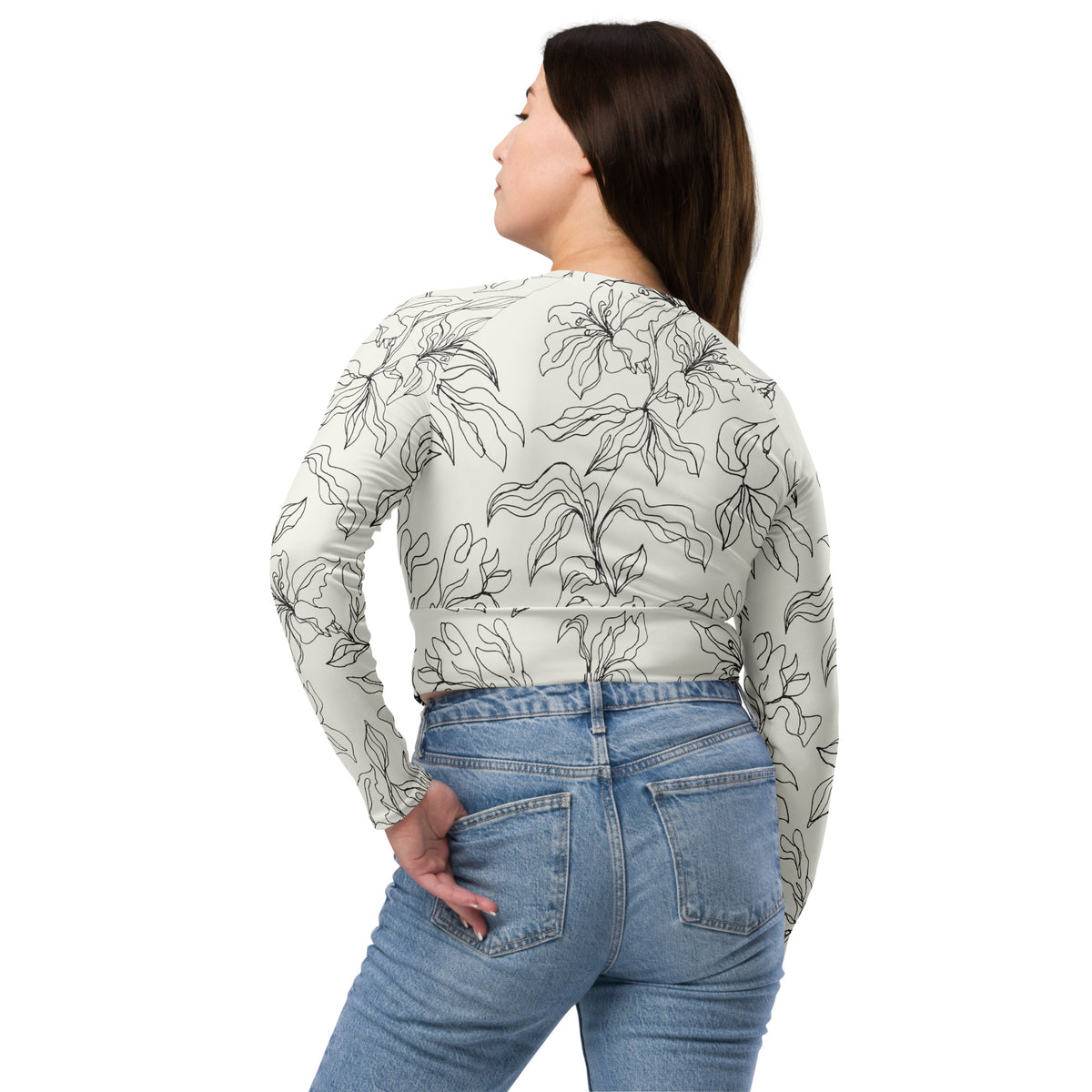 Crop top de manga larga de poliéster