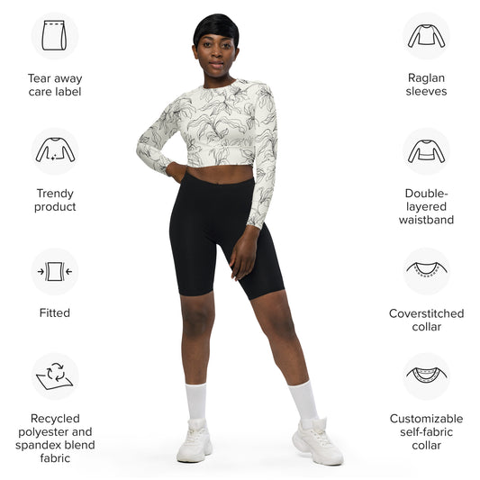Crop top de manga larga de poliéster