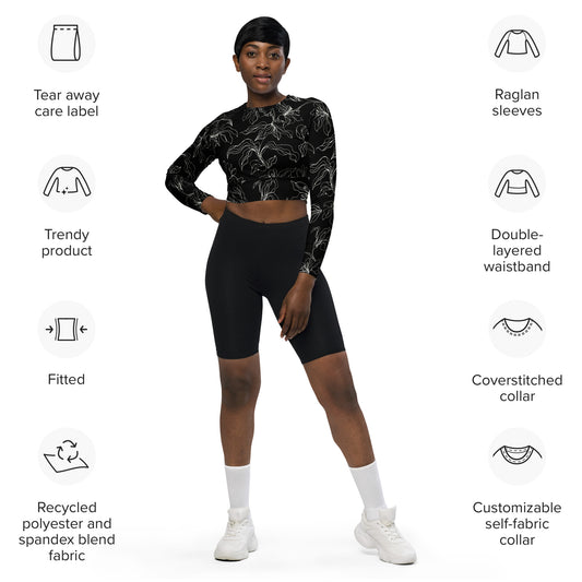 Crop top de manga larga de poliéster